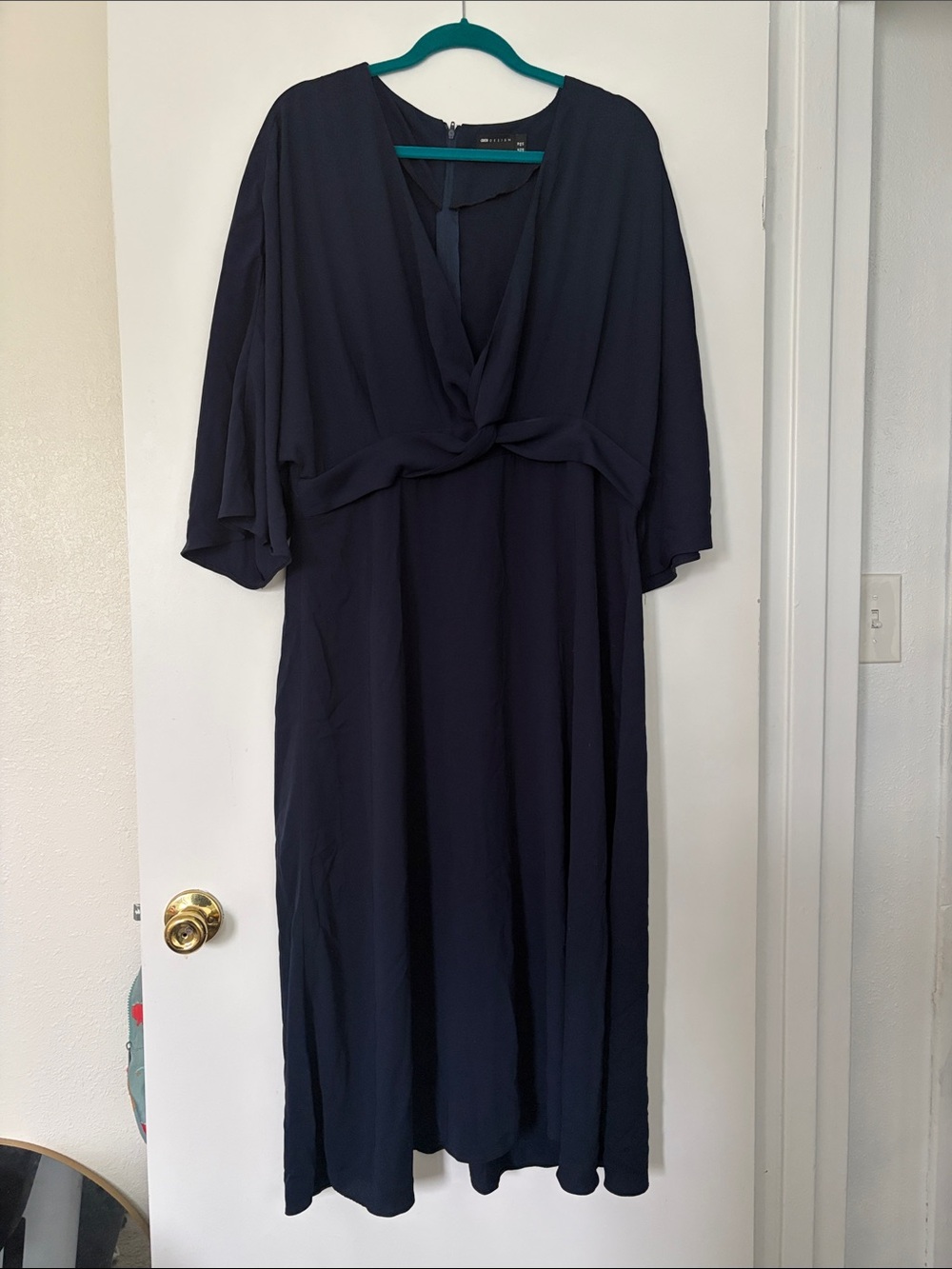 ASOS Navy Twist-Front Midi Dress